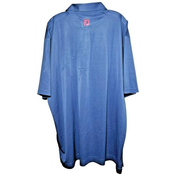 FootJoy Golf Polo Shirt Mens 2XL Blue Pink Trim FJ Logo Performance Stretch - Picture 8 of 8